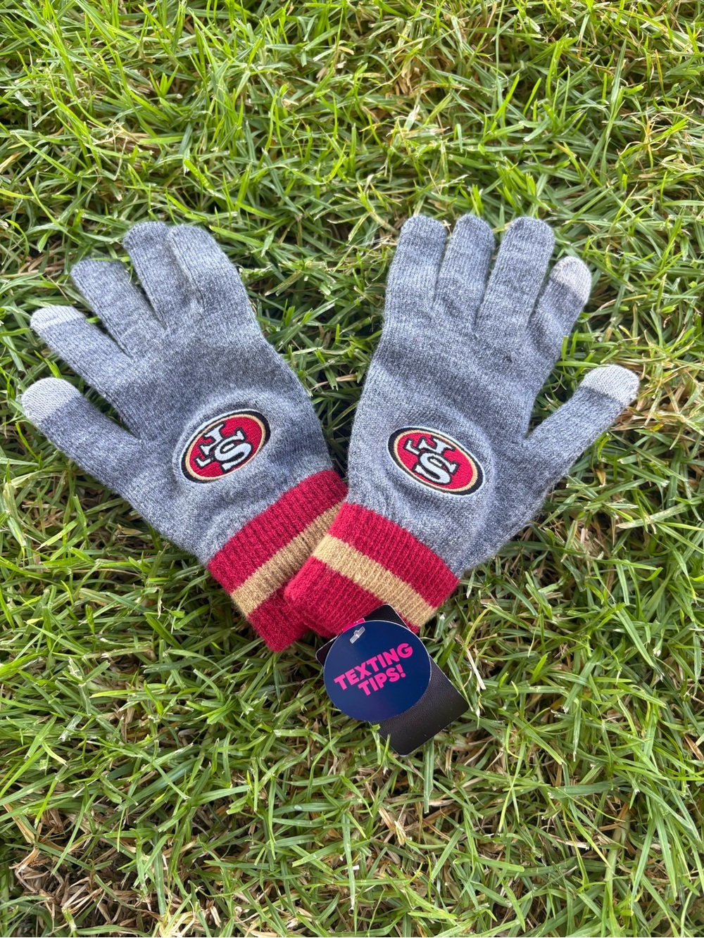 49ers SF Touchscreen Gloves with Red & Gold Accents